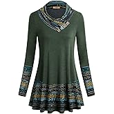 Miusey Women's Long Sleeve Cowl Neck Form Fitting Casual Tunic Top Blouse