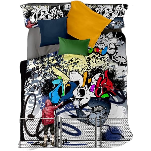 Good Morning Children Duvet Cover Graffiti Cotton Multi Colour