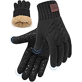 Winter Gloves for Men Women, Warm Fleece Lined with Touch Screen, Thermal Knit with Anti-Slip for Running Driving