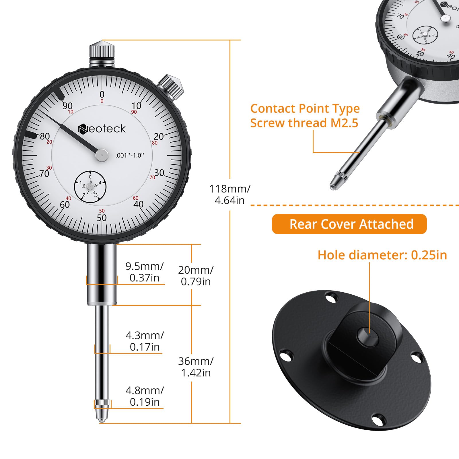 Mua Neoteck 0-1 Inch Dial Indicator with Magnetic Base Holder, Storage ...