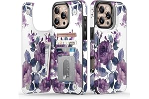Goodon for iPhone 16 Pro Max Case Wallet - Flip Folio Leather Cover with Trendy Floral Design, 4 Card Slots & Kickstand Function, Protective Phone Case for Women and Girls - Purple Blooming Flowers