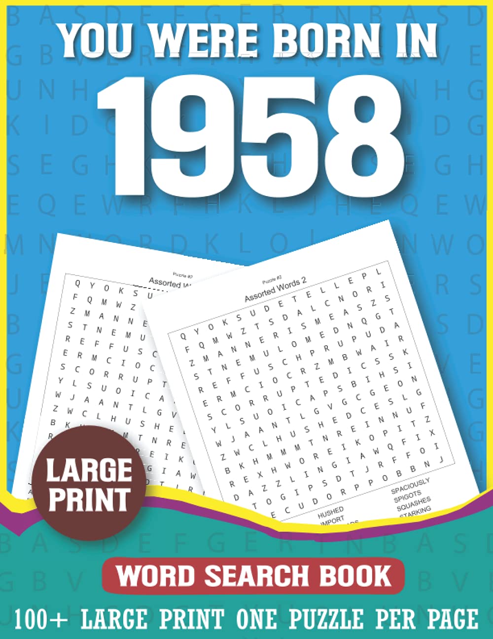 1958 Large Print Word Search Book 100 Large Print Word Search Puzzles For Seniors To Enjoy Free Time Publishing R K Mcazady Amazon Fr Livres