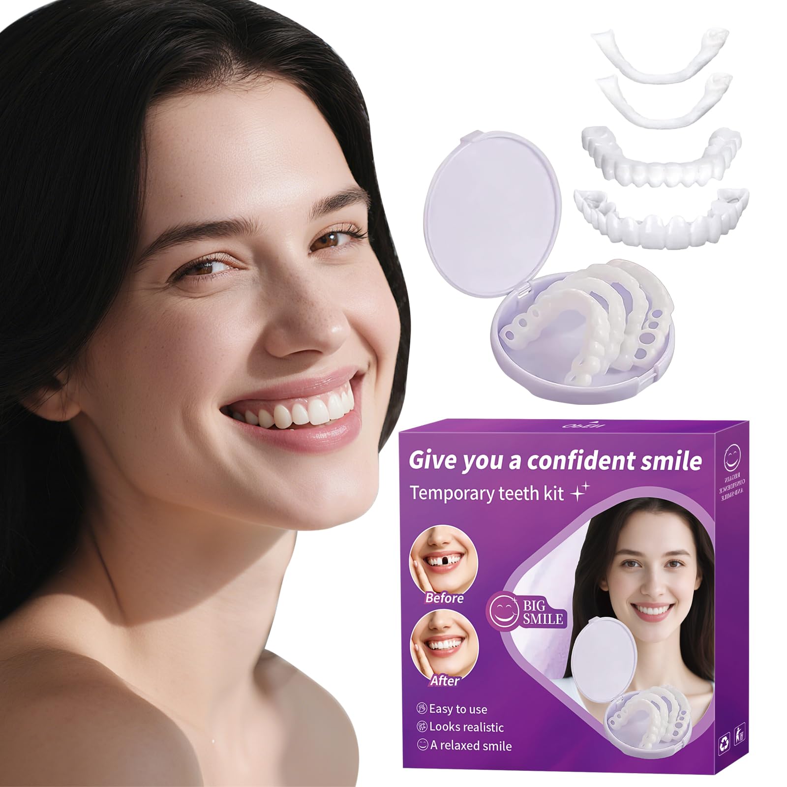 Photo 1 of Veneers Teeth for Women and Men, Tooth Replacement Kit, Nature and Comfortable (1 Count (Pack of 1))-AAZ6