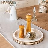 Hanobe Round Wood Tray White Beaded Decorative Centerpiece 30cm view 9