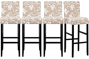 LELLEN Jacquard Bar Chair Stool Cover，4PCS Stretch Chair Slipcover Pattern for Short Swivel Dining Chair Counter Height Side Chairs Bar Stool Covers with Backs Barstool Covers Slipcovers Pub Chair Slipcover