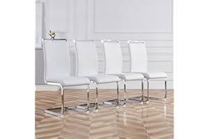 Baysitone Modern Dining Chairs Set of 4, Side Dining Room Chairs, Kitchen Chairs with Faux Leather Padded Seat High Back for Dining Room,Kitchen, Living Room White