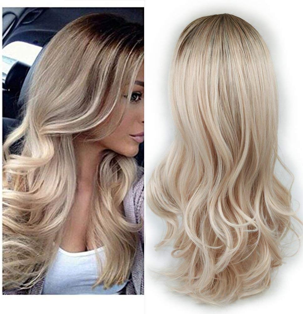 Brown To Ash Blonde High Density Heat Resistant Synthetic Hair Weave Full Wigs