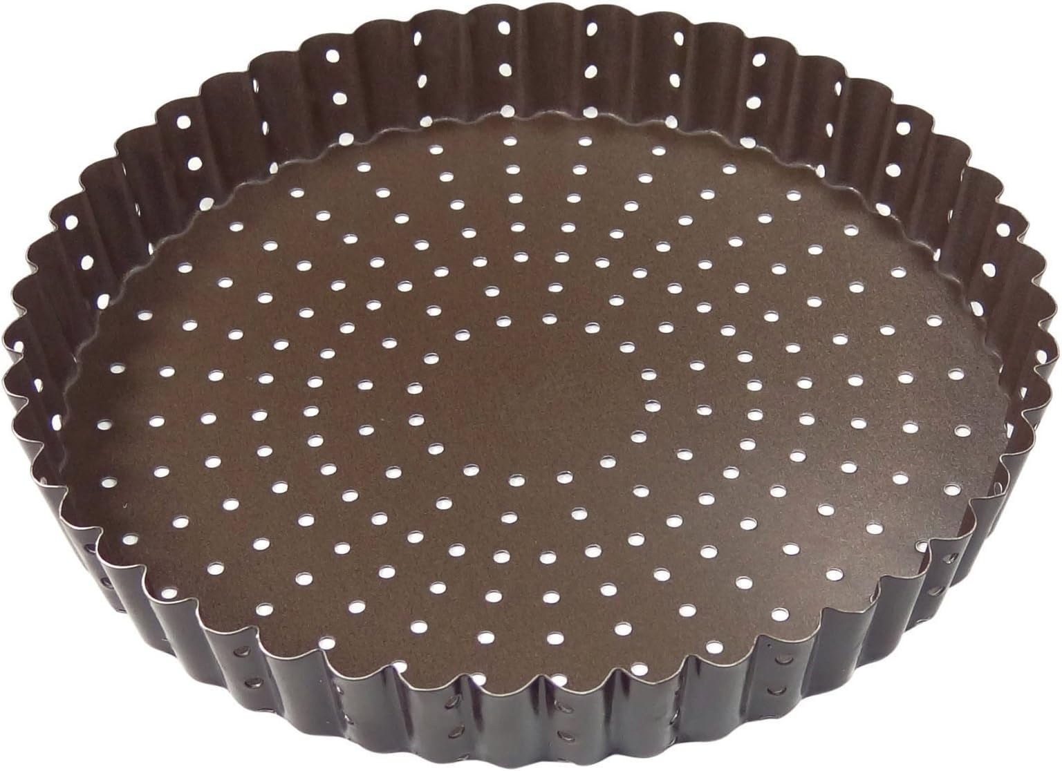 Paderno World Cuisine A4982316 Non-Stick Perforated Tart Pan, Brown