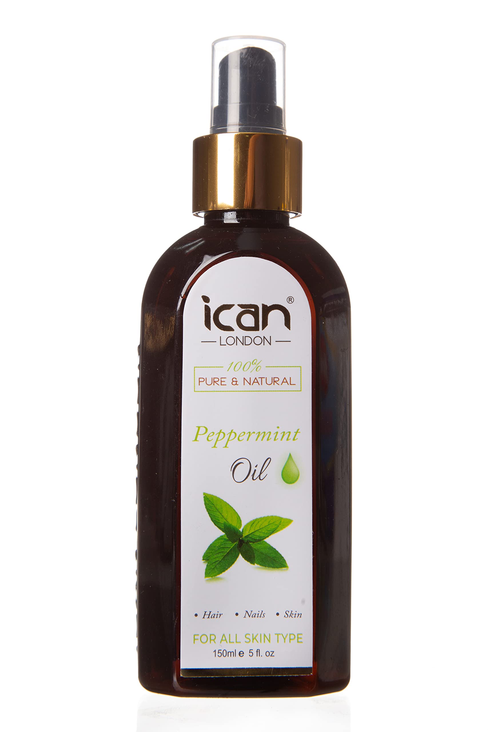 ICAN LONDON 100% PURE & NATURAL PEPPERMINT OIL FOR HAIR, SKIN AND NAILS 150ML