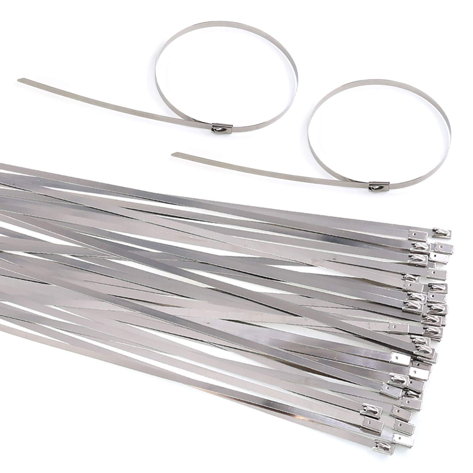 Keadic 30Pcs 14" Stainless Steel Zip Ties (Item Type: Cable-Ties), 304 Steel, Silver, Ideal for Ship, Mine, Electricity, Computer Wire Harness, Home Repair and more