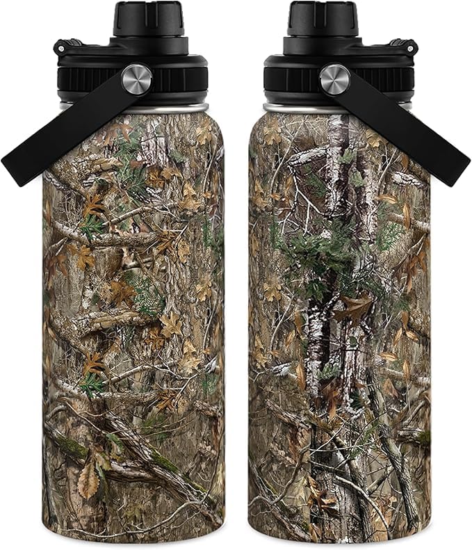 Photo 1 of Camouflage Insulated Stainless Steel Water Bottle 32oz, Vacuum Chug Lid Travel Tumbler for Men Friends Dad Hunter Hunting Lovers, Gift for Birthday Christmas Father's Day