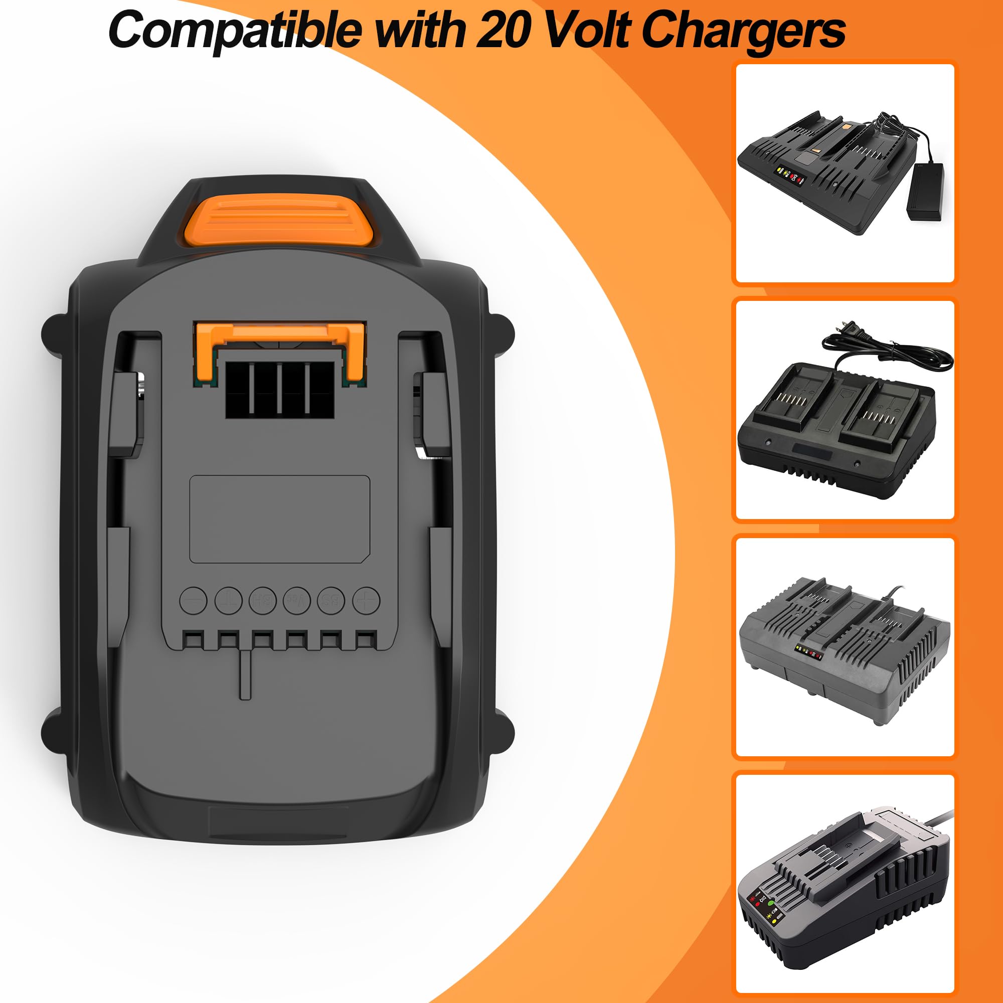 4.0Ah For WORX 20V MAX Extend Lithium Battery 20 Volt WA3520 WA3525 WA3575 WG155 - View #9
