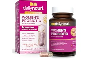 DAILYNOURI Daily Nouri Women’s Probiotic | Supports Vaginal pH, Urinary Tract, Digestive & Immune Health | 5 Clinically Studied Strains + Cranberry & Vegan Omega Oil | 30-Day Supply