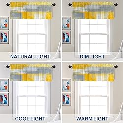 Batmerry Grey Abstract Art Valance Curtains, Yellow