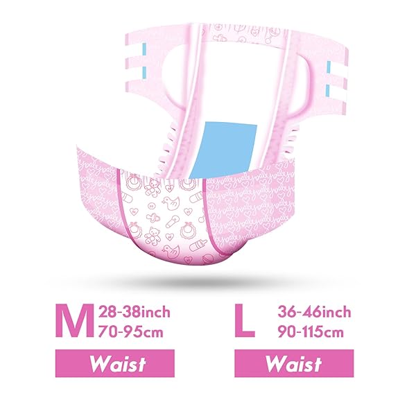 LITTLEFORBIG ADULT PRINTED DIAPER 10 PIECES – NURSERY PINK (MEDIUM 28″-38″)