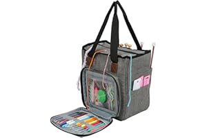 Knitting Bag,Yarn Storage Organizer Tote Bag Holder Case Cuboid with Zipper Closure and Pockets for Knitting Needles Crochet 