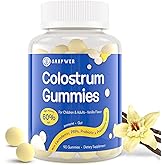 Bovine Colostrum Supplement Gummies - with 60% Highest IgG, Lactoferrin, Probiotics and Prebiotics for Adults and Kids, Vanilla Flavor & Sugar Free, 90 Gummies