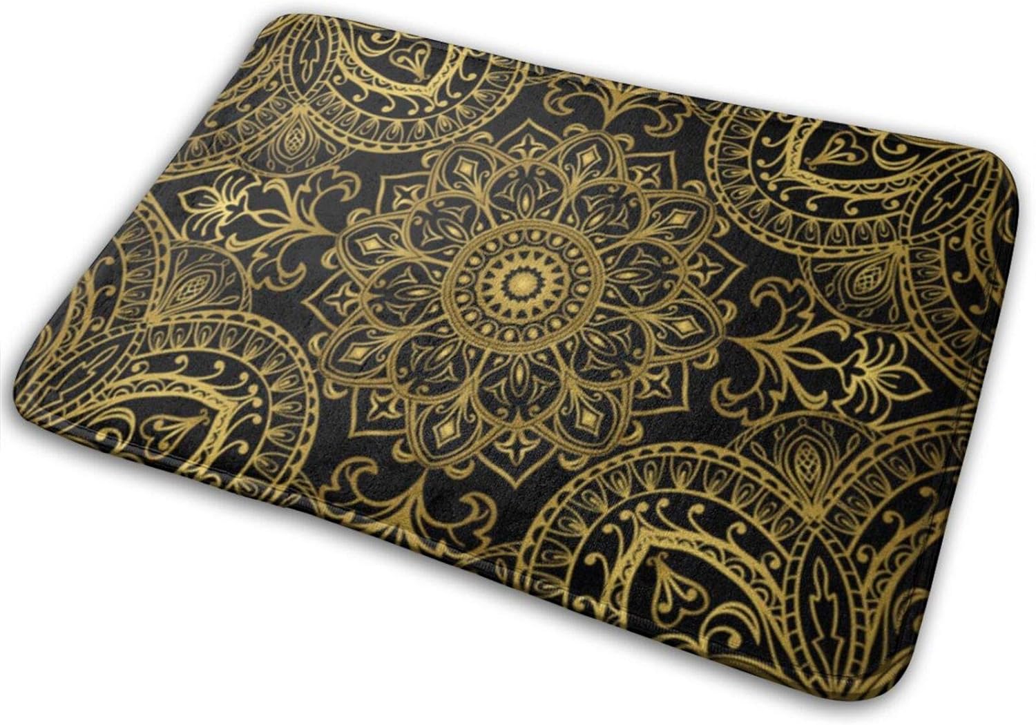 Gold Black Rich Memory Foam Bath Mat Non Slip Absorbent