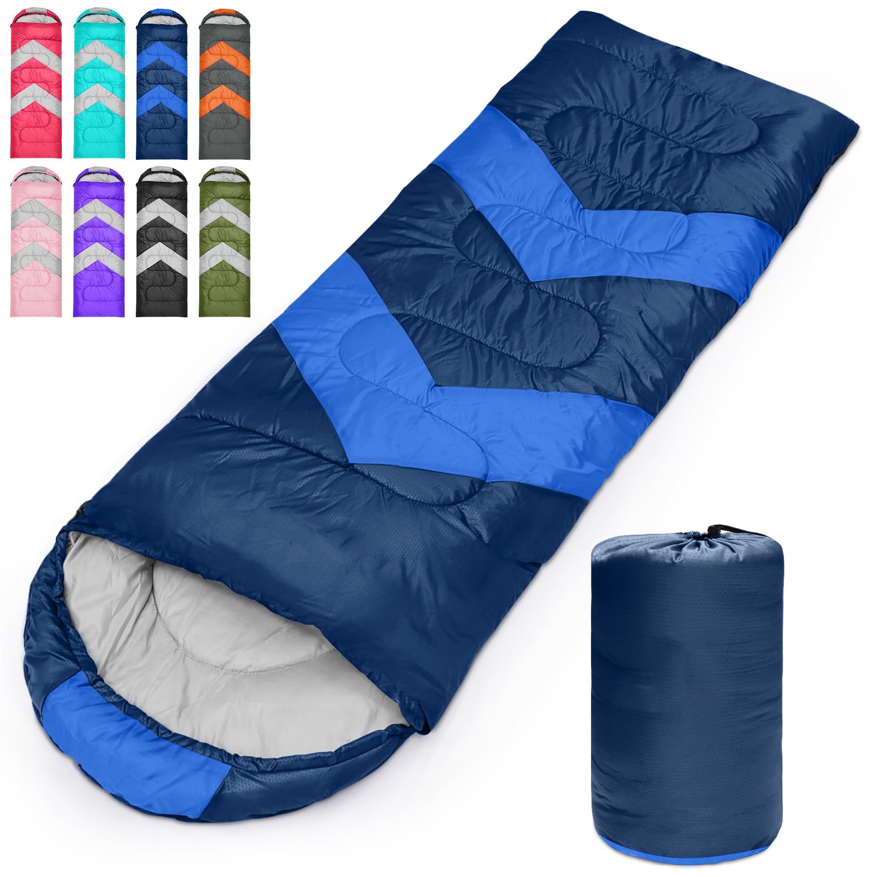Tesmien Sleeping Bag for Adults & Kids 3-4 Season Warm Weather and Winter Lightweight, Waterproof for Teens, Men's Indoor & Outdoor Camping/Traveling/Hiking, Navy Blue — image 1
