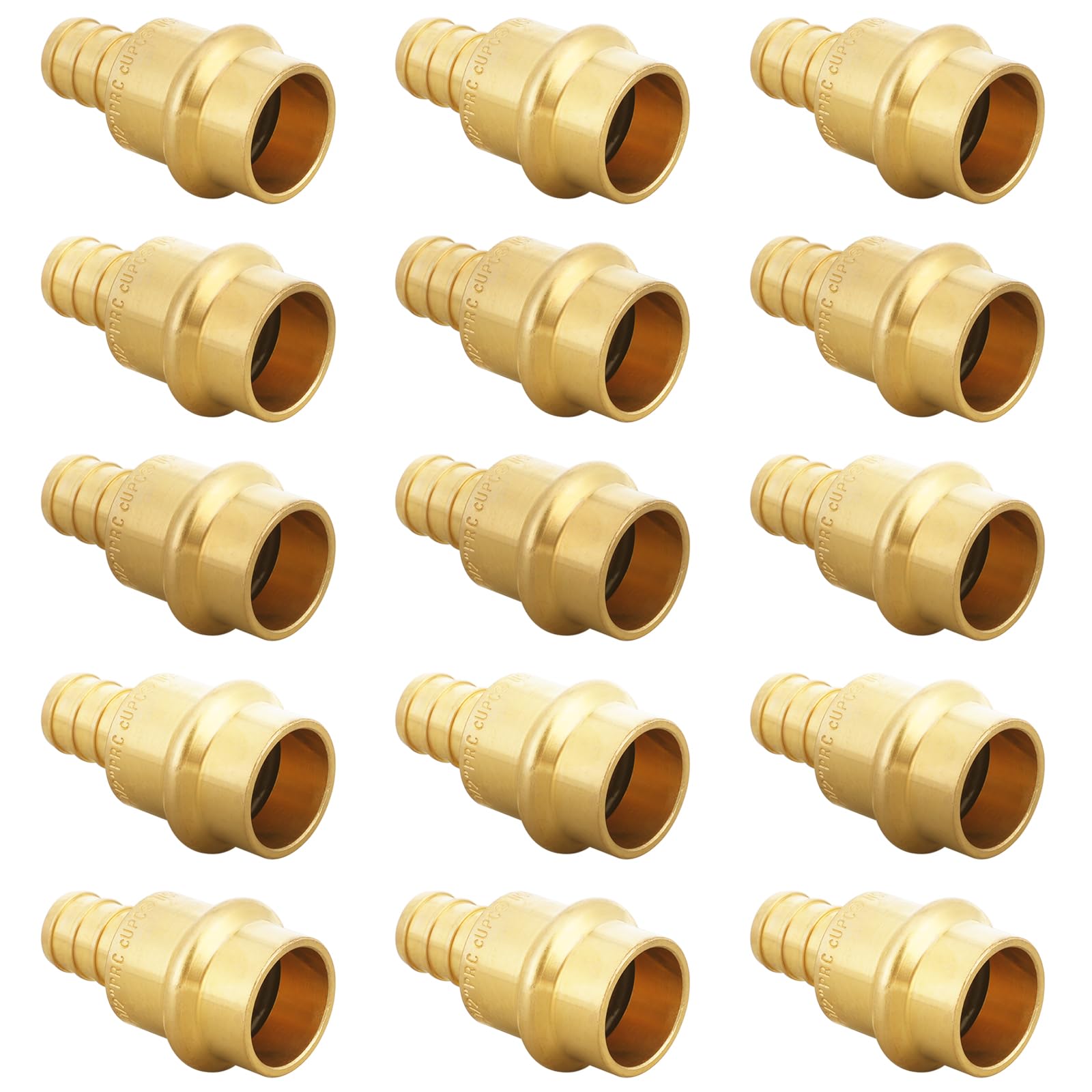 View 1 of (Znkiok® 15Pack) 1/2" Press x 1/2" Pex Adapter Crimp Fittings,Copper Propress To Pex Adapter,Lead-Free Brass,NSF/ANSI 61,UPC.