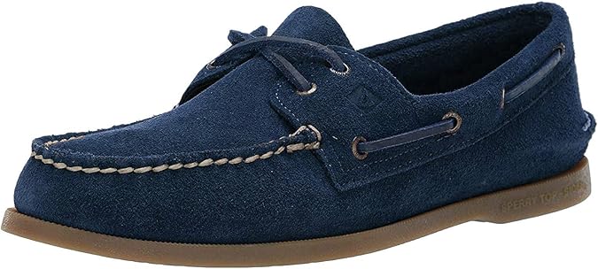 blue suede boat shoes