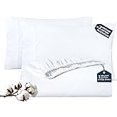 ROYALE LINENS Fitted Sheet with Pillowcases - Queen Fitted Sheets with 2 Pillowcases - 300 Thread Count 100% Organic Cotton - Fits Mattress Up to 18" Deep - Soft & Breathable - White (No Flat Sheet)