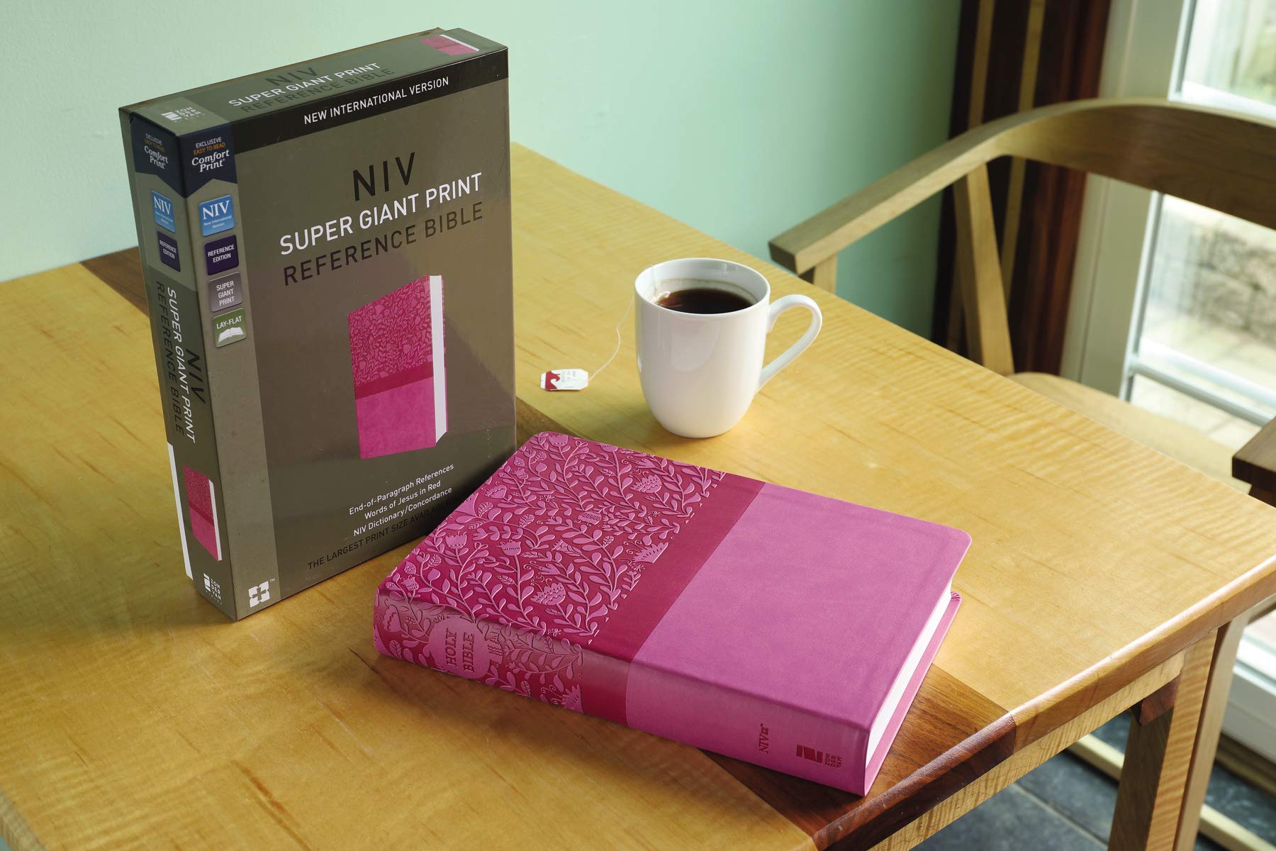 NIV, Super Giant Print Reference Bible, Leathersoft, Pink, Red Letter, Comfort Print NIV, Super Giant Print Reference Bible, Leathersoft, Pink, Red Letter, Comfort Print Imitation Leather