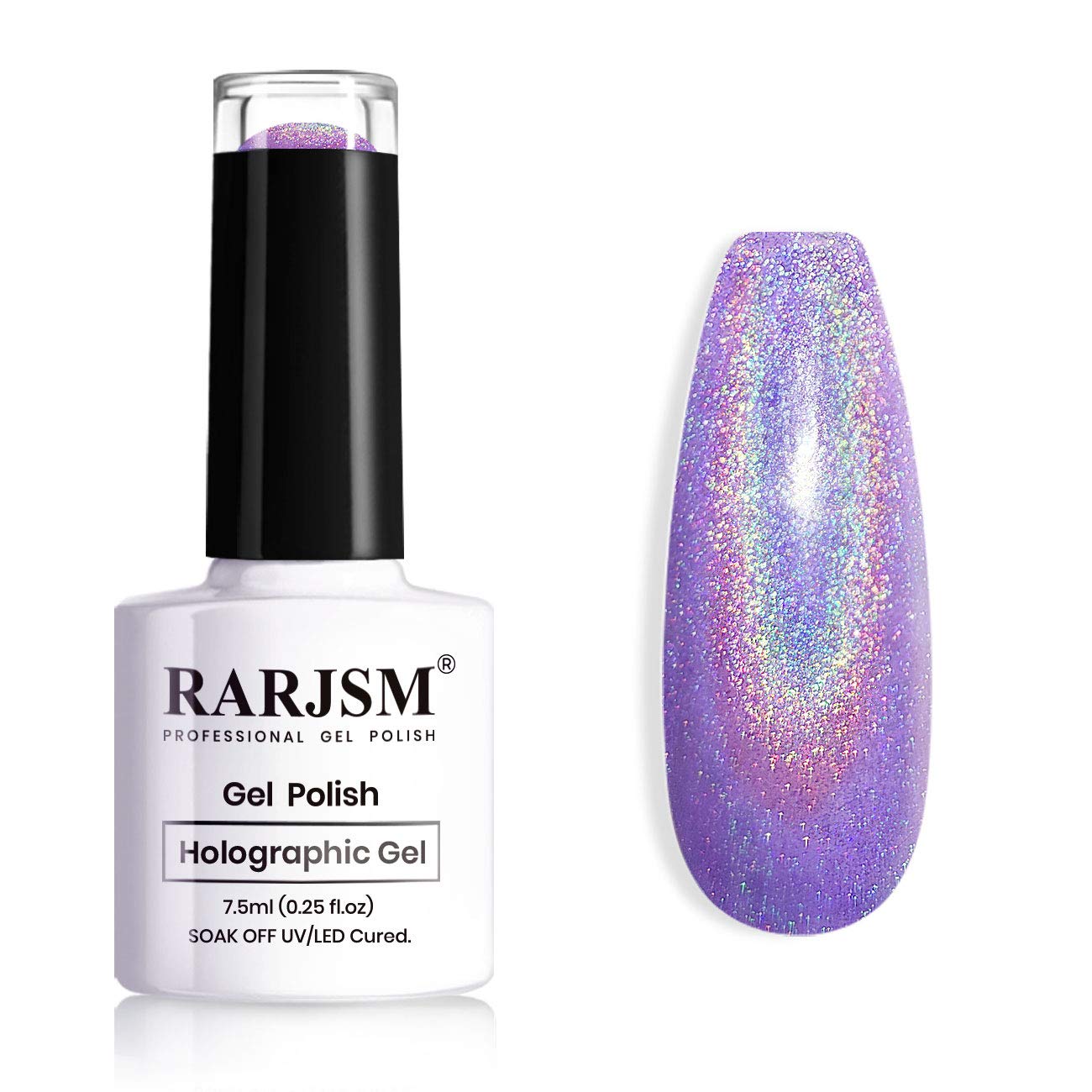 RARJSM Holographic Nail Polish Violet Purple Gel Polish Shimmers Shiny Nail Spring Summer Hologram Gel Nail Polish U V L E D Lamp Cured for Nail Salon Home Manicure 1 Piece 7.5ml