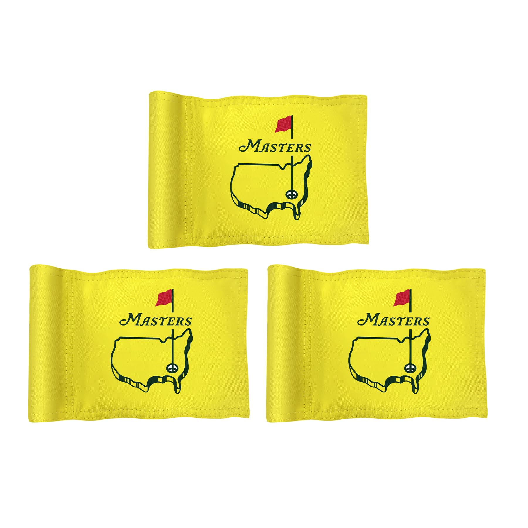 CoGolfing Augusta National Golf Flag Mini, 8x6 Inch, Double-Sided Silk-Screened, Fade-Resistant 420D Nylon, Ideal for Backyard Practice Putting Green, Yellow, 3-Pack