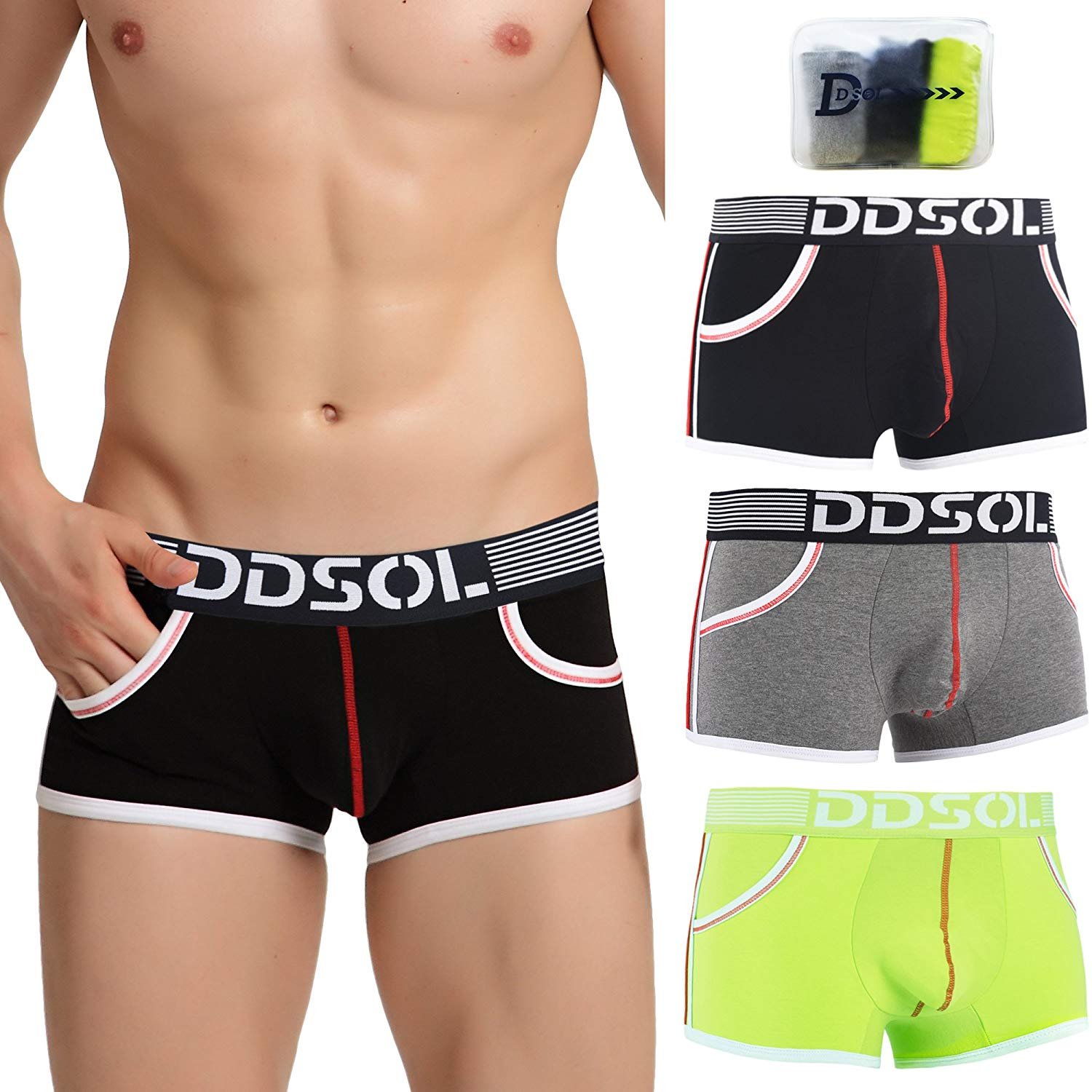 Men\'s Underwear Fedpop Cotton Stretch Boxer Brief 3 Pack