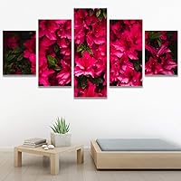 SIGNWIN 5 Panel Canvas Wall Art Pink Petals for Home Decorations Ready to Hang - 60