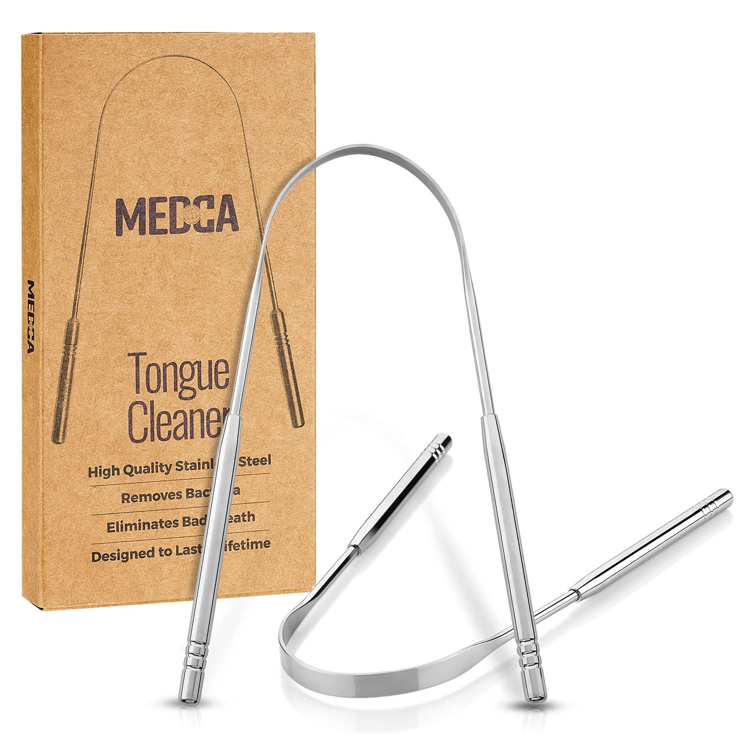 Tongue Scraper - Stainless Steel Tongue Cleaner Brush for Help Getting Rid of Bad Breath and Bacteria | Food Scraper to Keep your Mouth & Teeth Healthy and Clean - Essential Dental Hygiene Kit