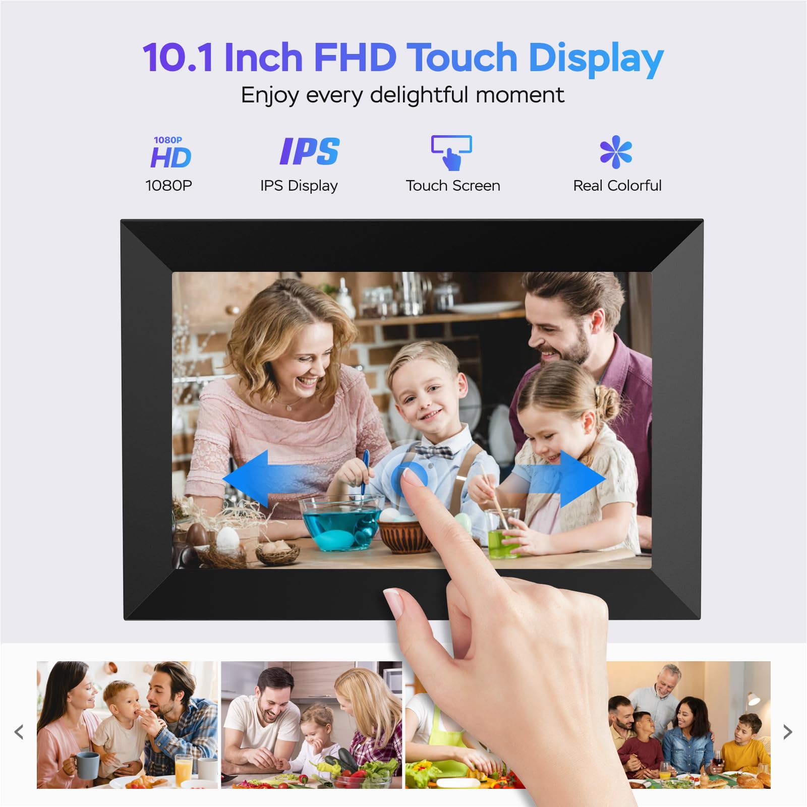 Uhale Digital Picture Frame WiFi 10.1 inch HD IPS Touch Screen Electronic Picture Frame Slideshow Smart Loop Digital Photo Frame with APP & SD Card Slot to Load Photos & Videos from Your Phone