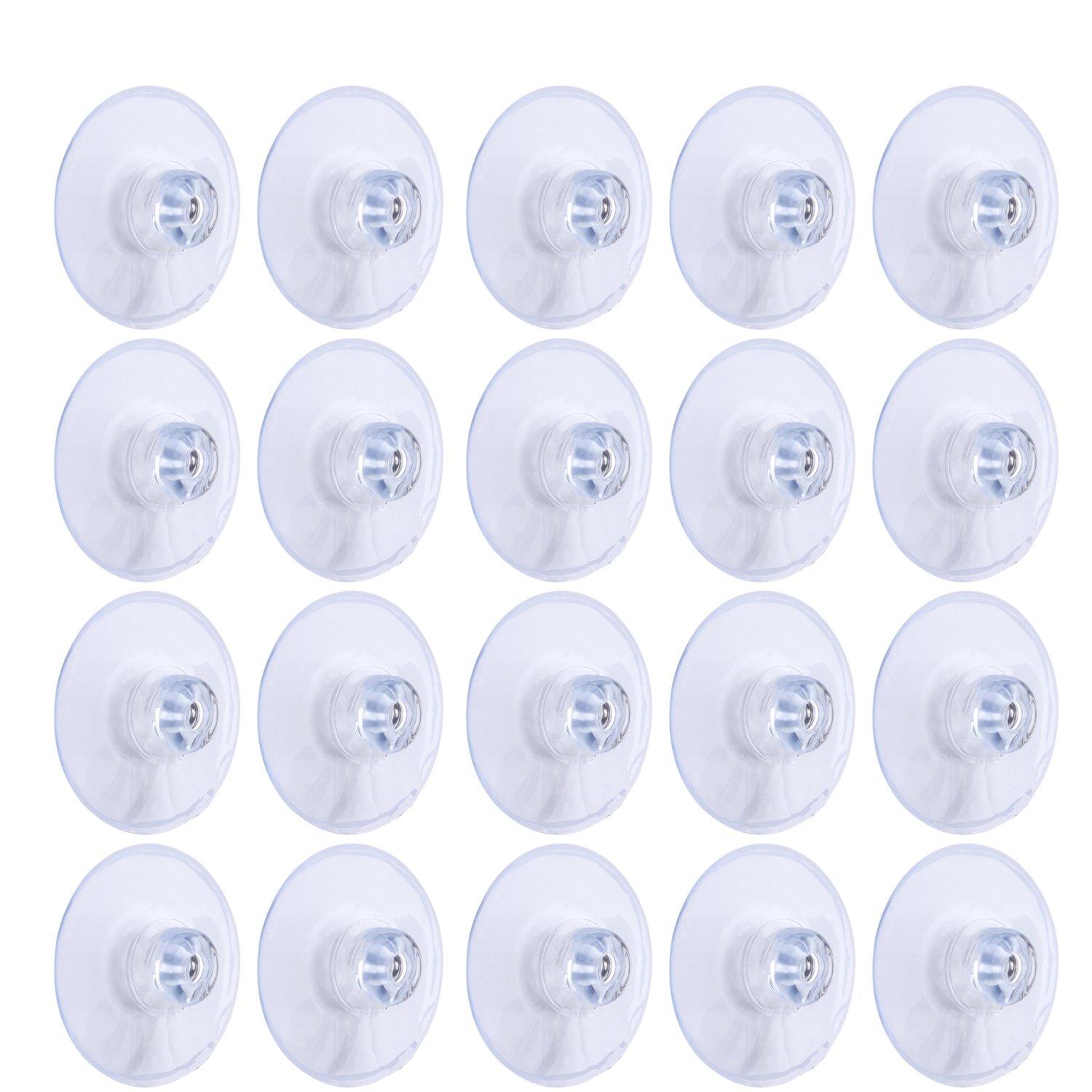Whaline 20 Packs 45mm Large Suction Cup Plastic Sucker Pads Without Hooks, Clear