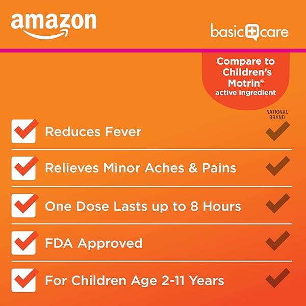 AMAZON BASIC CARE CHILDREN’S IBUPROFEN ORAL SUSPENSION 100 MG, BERRY, 4 FL OZ (PACK OF 1)