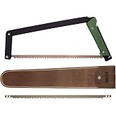 AGAWA BOREAL21 Backwoods Kit, 21", Dual Blades, Leather Sheath, Black/Green | Collapsible Construction Shields Teeth Between Trips, while Storage Sleeve Organizes Loose Components for Easy Reference.