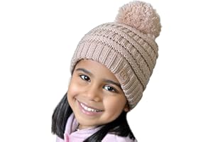 Funky Junque Exclusives Beanie Child Toddler Warm Winter Kids Skull Cap Pom Pom Hat