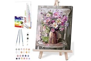 MIRCVSH Paint by Numbers for Adults Framed,Flowers DIY Oil Painting by Numbers on Canvas with Easel,Paint by Numbers Kits with Frame and Color Box Packaging12x16 Inch