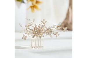 AW BRIDAL Bridal Hair Comb Ivory Flower Wedding Hair Comb Bridal Headpiece Hair Pieces Bridal Hair Accessories for Women Girls (Gold)