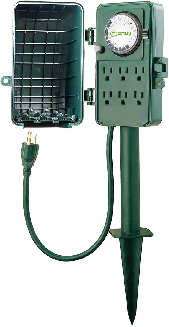 BNLINK 24 Hour Mechanical Outdoor Multi Socket Timer, Waterproof Cover with 6 Outlet Garden BNLINK 24 Hour Mechanical Outdoor Multi Socket Timer, Waterproof Cover with 6 Outlet Garden
