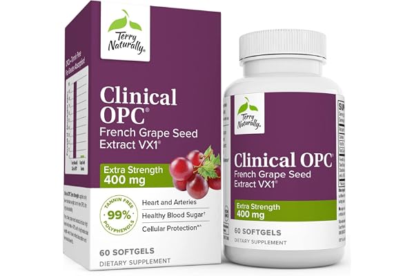 Terry Naturally Clinical OPC Extra Strength - 60 Softgels - French Grape Seed Extract Supplement - - Non-GMO, Gluten Free - 6
