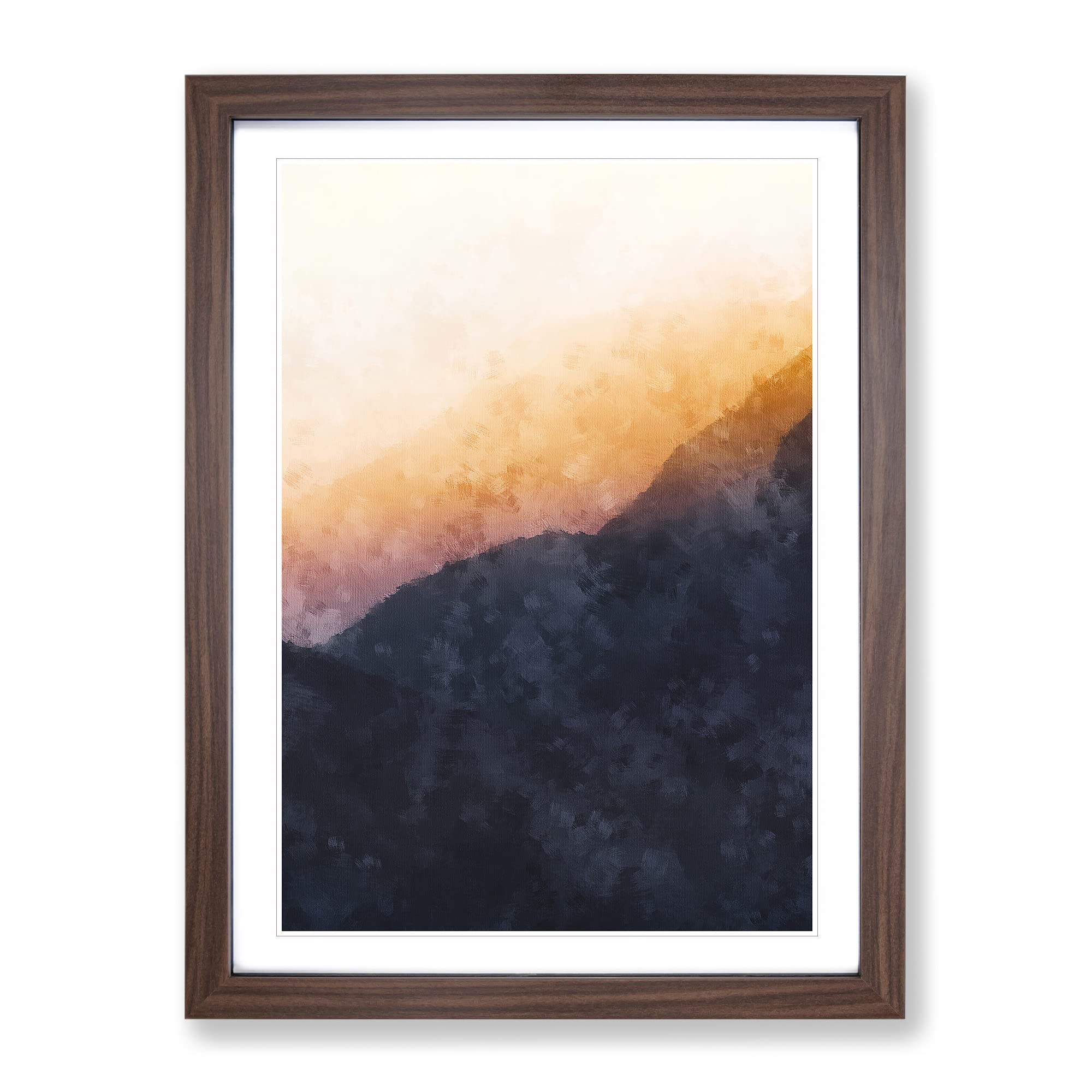 Sri Pada Adams Peak In Sri Lanka Painting Modern Framed Wall Art Print, Ready to Hang Picture for Living Room Bedroom Home Office Décor, Walnut A4 (34 x 25 cm)