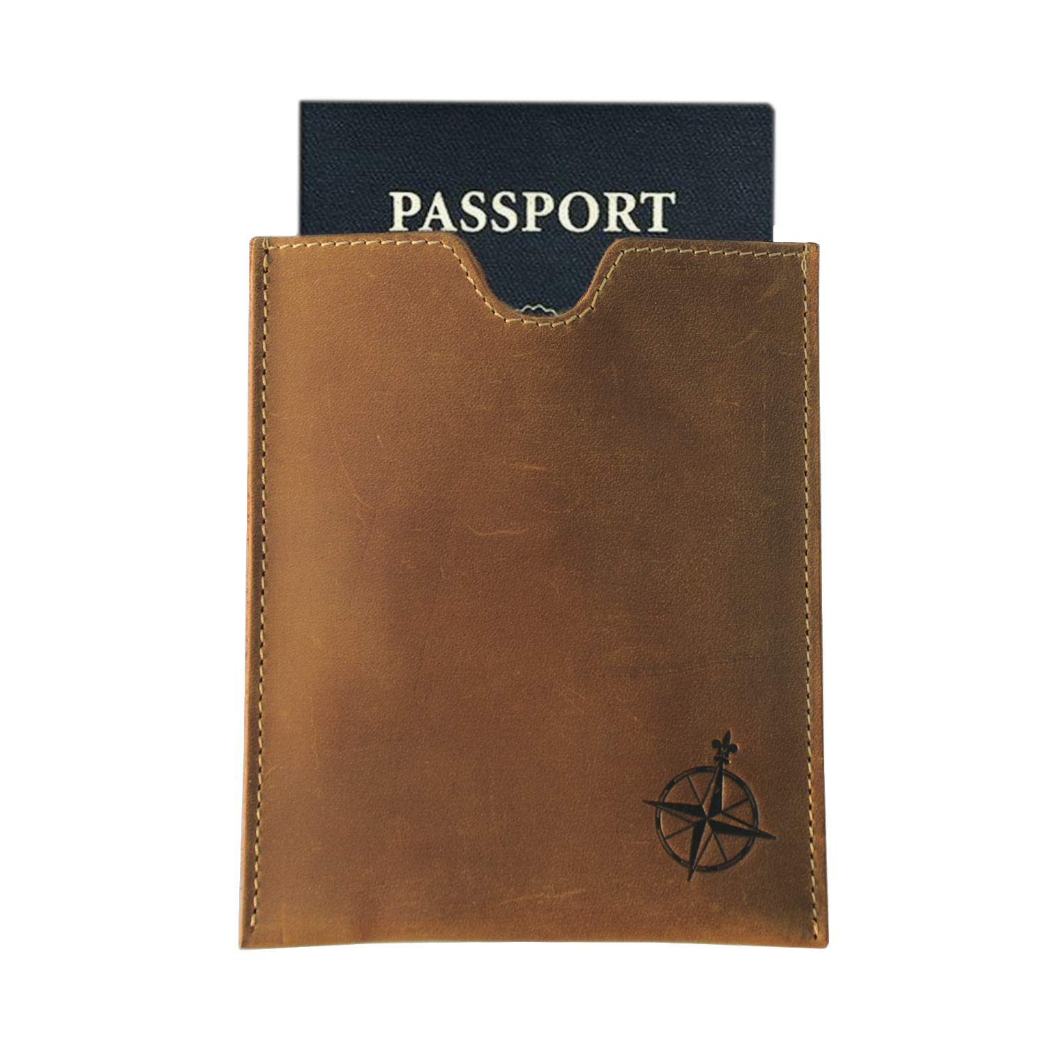 WANDERINGS Leather Passport Holder - Ideal for Travel - Handmade Genuine Leather Wallet with Passport Pocket and Card Slots - RFID Blocking for Security Against Data Theft