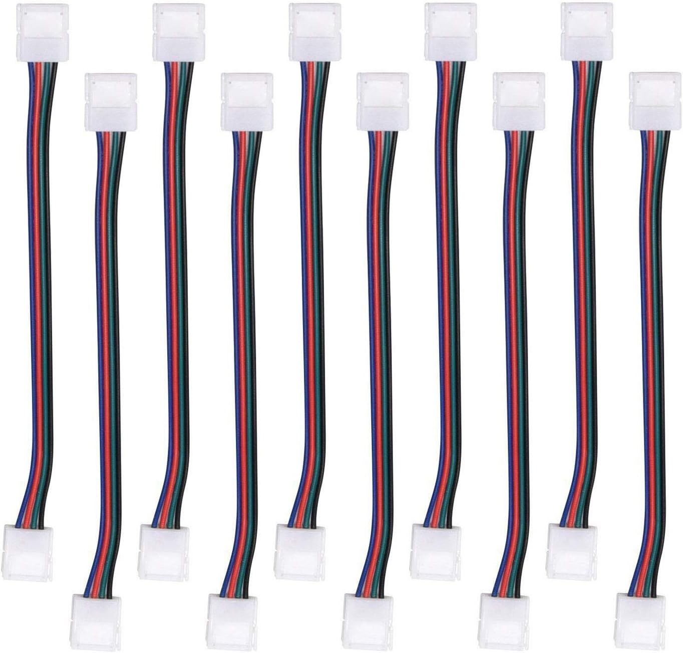 LEMIL RGB 5050 3528 LED Light Strip Connector 4 Pins 10 mm Wide Strip to Strip Jumper 10-Pack Wire Solderless 10Pcs