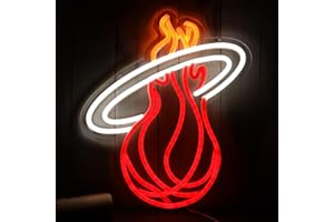 YUELANGDOU Miami LED Heat Neon Sign Basketball Neon Sign Sports Team Logo Neon Lights for Man Cave Club Game Room Decor Basketball Gifts for Fans Partner Men Friend 12 * 12.5IN