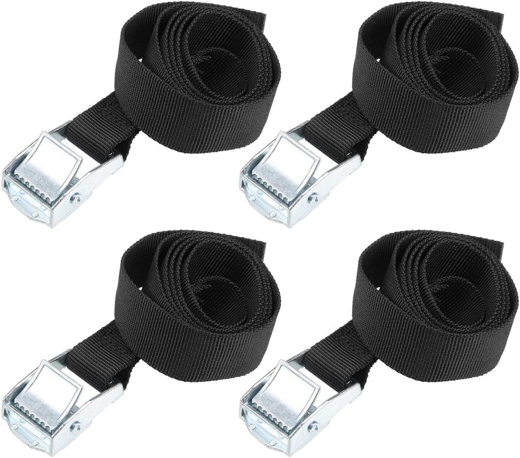 sourcing map Tie Down Strap Cam Buckle Lashing Strap 1" x 3.3Ft 176lb 80Kg Load Polypropylene for Moving Securing Cargo Black