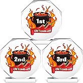 DoubleFill 3 Pcs Chili Cook Off Trophies Gold Chef Hat Cooking Acrylic Trophy Awards 4.72" Cooking Competition Trophy Prizes with Base for Chili Cook Off Party Supplies Decorations