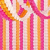 Hot-Pink Burnt-Orange Fall Party-Decorations - 12pcs Streamers-Garland Birthday Baby Shower 4-Leaf Clover Paper Banners,Sunse