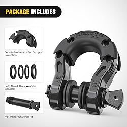 Nilight 2 Pack 3/4" Mega D-Ring Shackle with