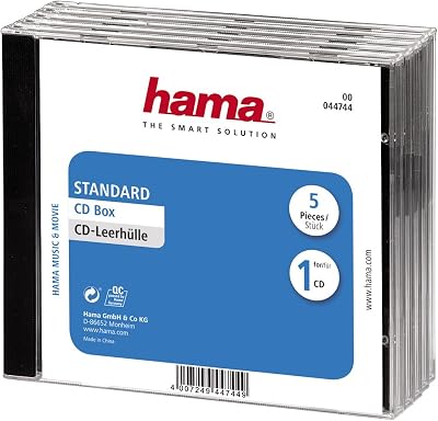Hama CD Jewel Case Pack of 5 Transparent and Black